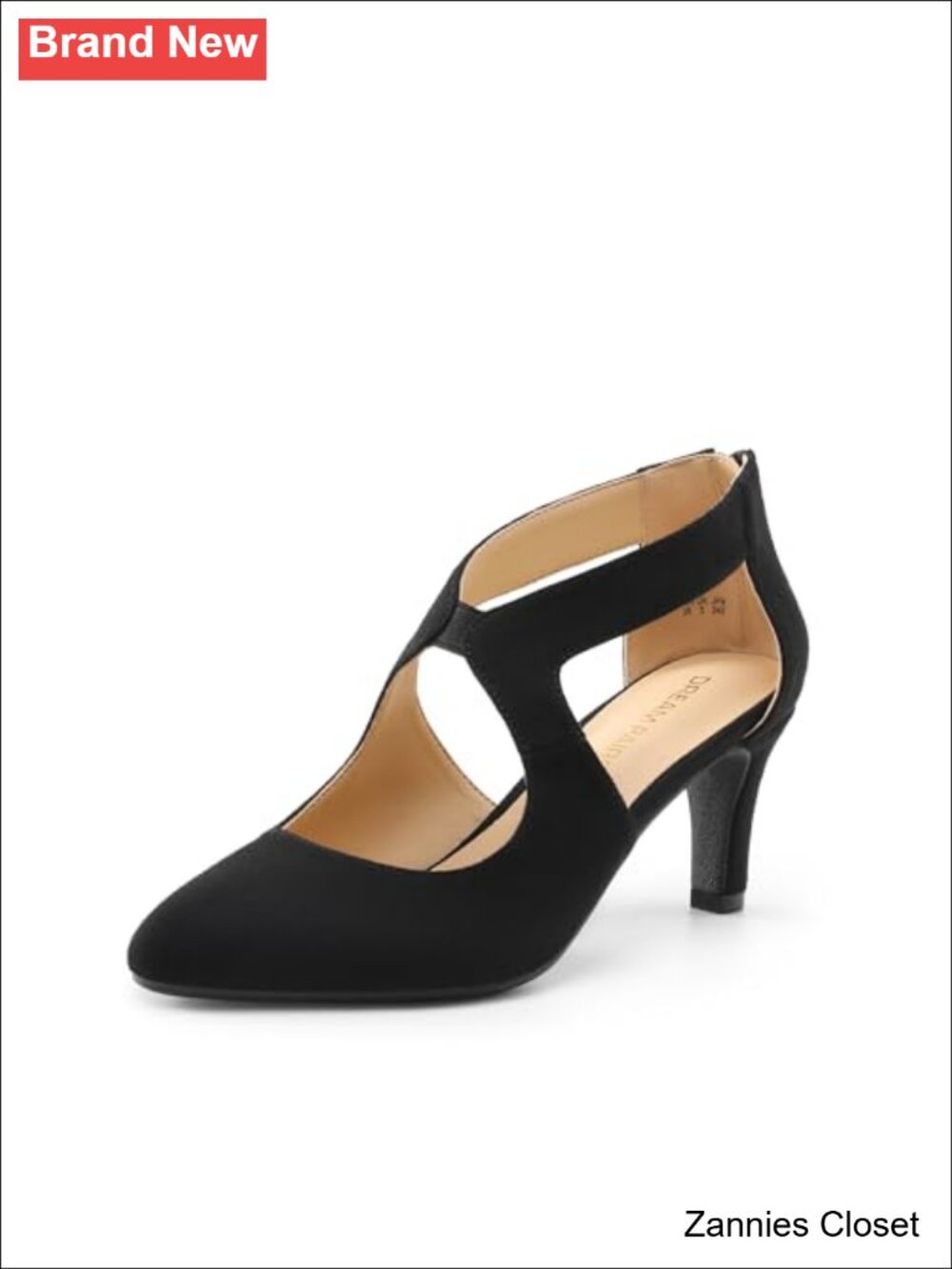 ✨ Women's Pumps Closed Pointed Toe Kitten Heel Crisscross Cutout Back Zipper